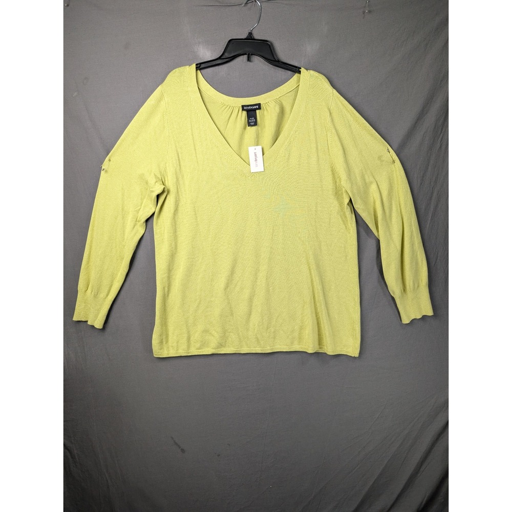 Lane Bryant Womens Lime Green V-Neck Long Sleeve Sweater Plus 18/20 NWT
